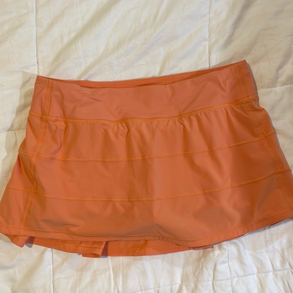Lululemon Orange Pace Rival 12 inch  mid-rise skirt